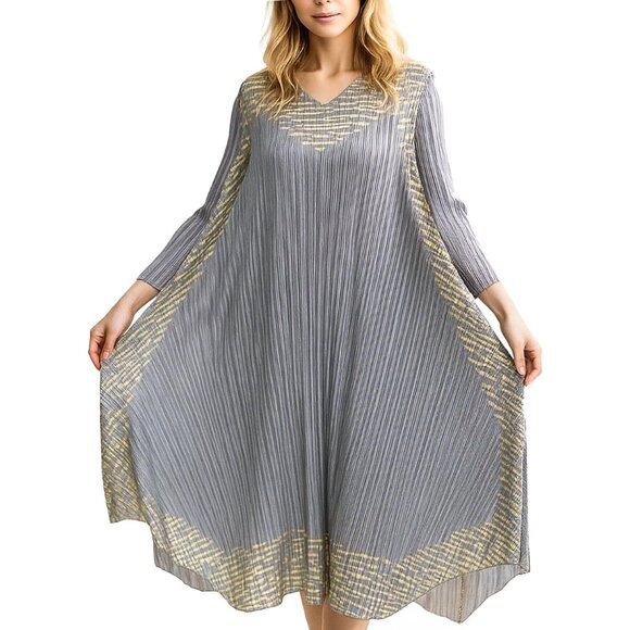 Women's Wrinkle-Free Polyester Maxi Dress 3/4 Sleeve Casual Elegant
